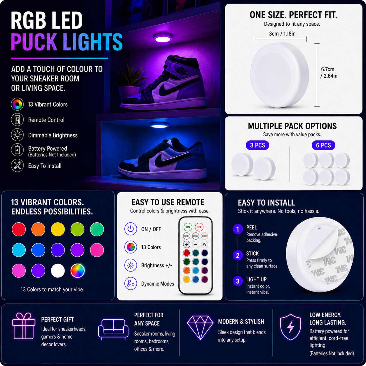 RGB LED Puck Lights