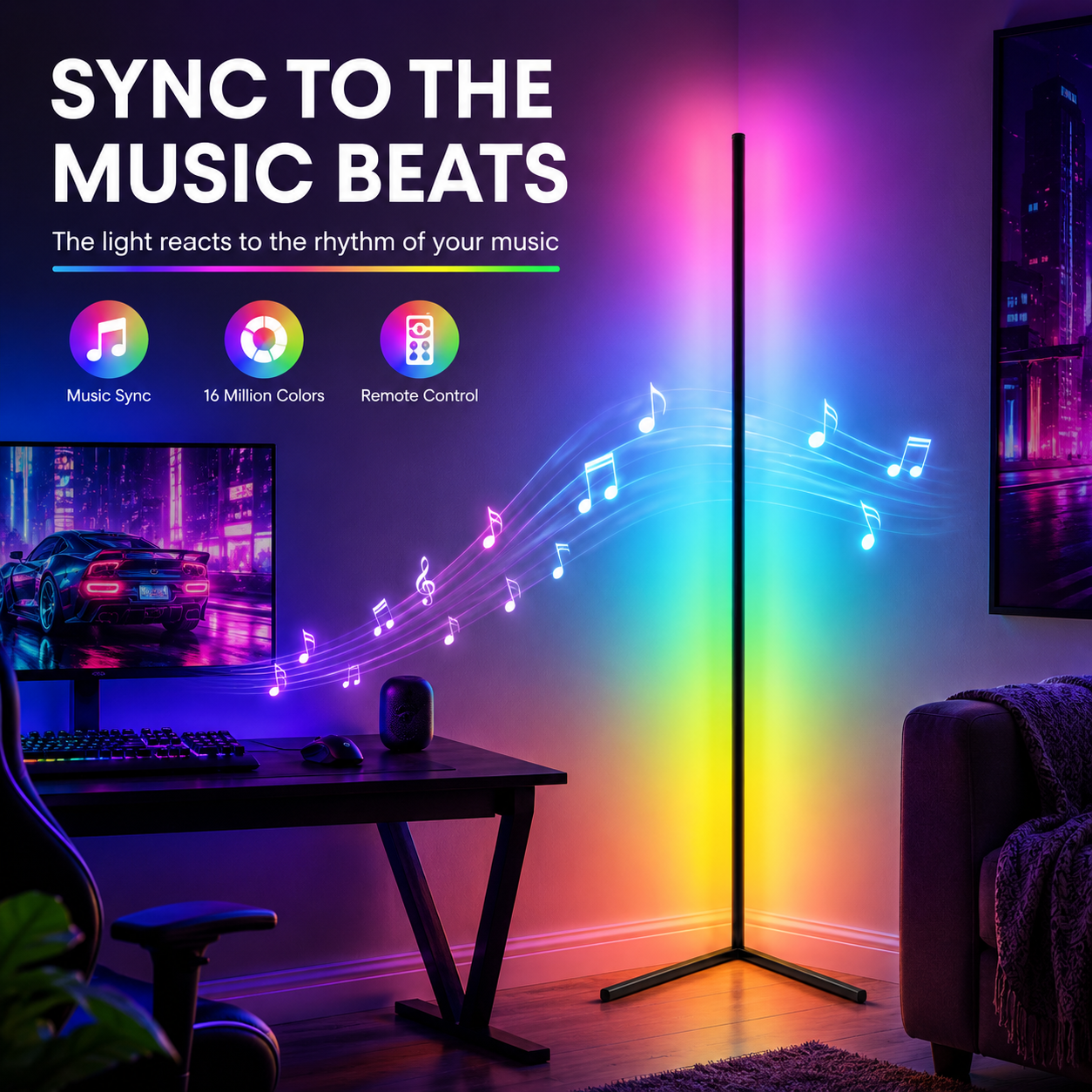 AURORA EDGE-Smart Corner Floor Lamp