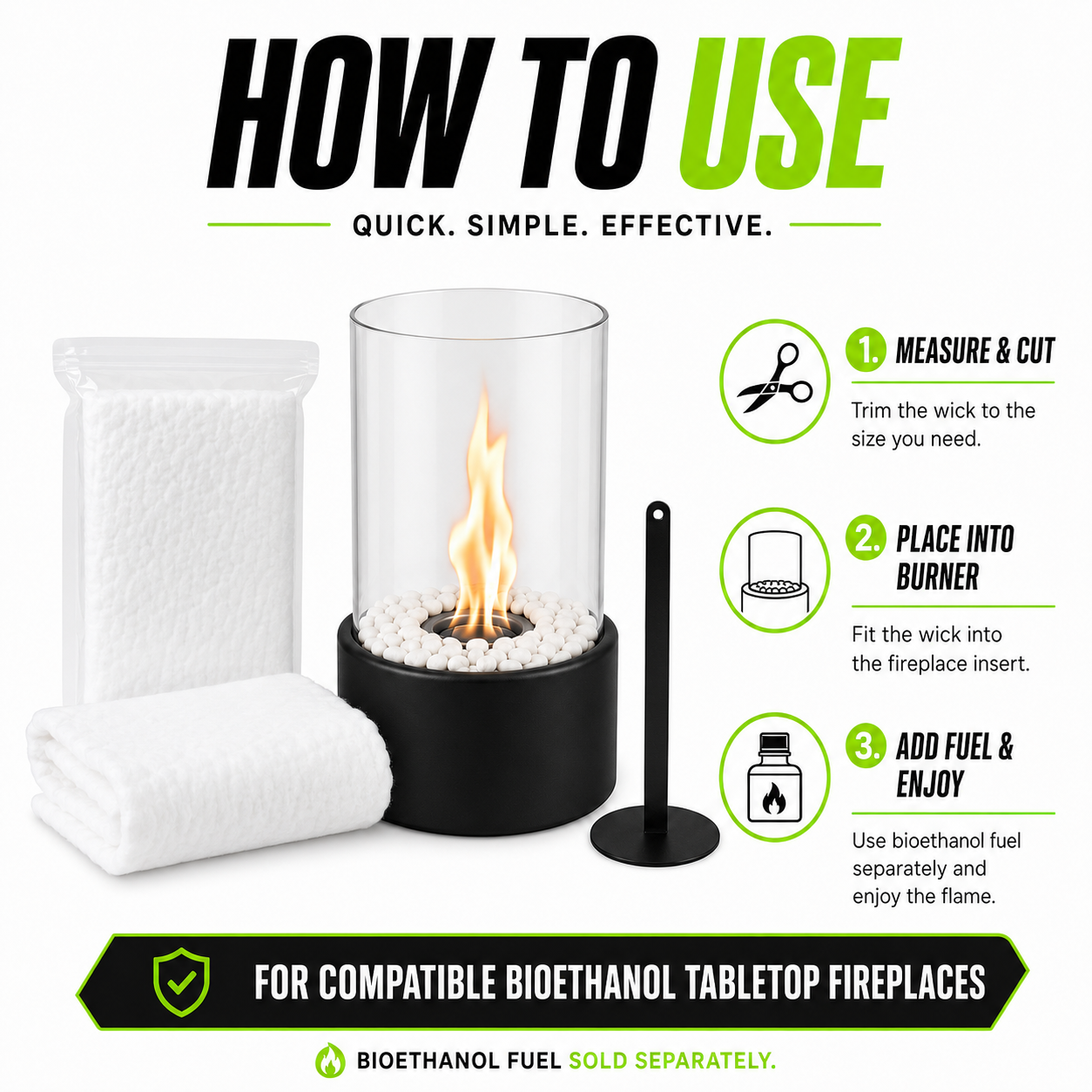 BIOETHANOL FIREPLACE EXTENSION WICKS