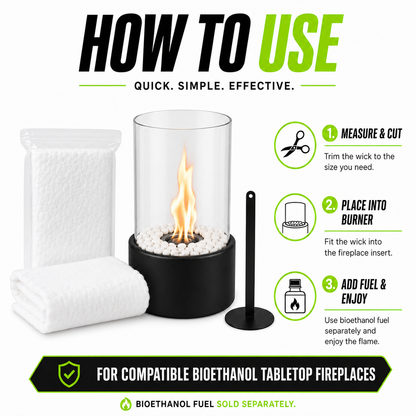 BIOETHANOL FIREPLACE EXTENSION WICKS